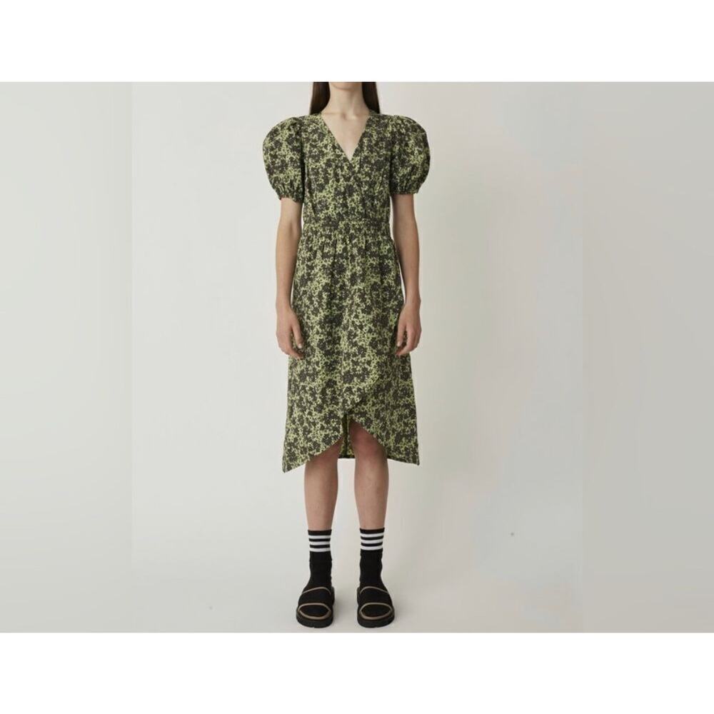 Just Female Green Abstract Organic Cotton Alicia Dress